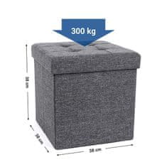 Úložný sedací box čalouněný skládací 38x38 cm tmavě šedý