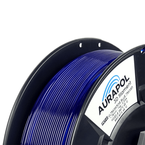 Aurapol PET-G Filament Ultramarine Modrá Transparentní 1 kg 1,75 mm
