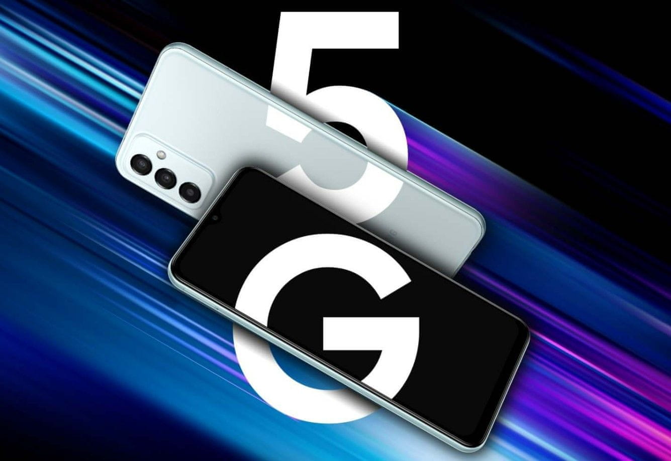 Samsung Galaxy M23 5G, telefon chytrý výkonný telefon smarphone HD+ rozlišení 120Hz obnovovací frekvence výkonný smartphone Qualcomm Snapdragon 5G připojení nejrychlejší připojení nejrychlejší síť 5G datové připojení bleskový internet