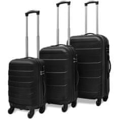 shumee vidaXL sada 3 cestovních kufrů, černý, 45,5/55/66 cm