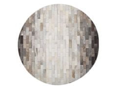 Beliani Kulatý kožený patchworkový koberec 140 cm hnědý a béžový DUTLAR