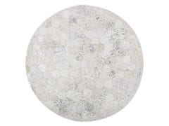 Beliani Kulatý kožený patchworkový koberec, 140 cm, stříbrný BOZKOY