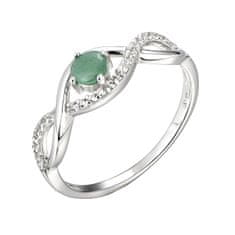 Brilio Silver Okouzlující stříbrný prsten se smaragdem Precious Stone SR00716P (Obvod 58 mm)