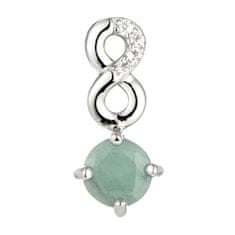 Brilio Silver Nádherný stříbrný náhrdelník se smaragdem SP08339D (řetízek, přívěsek)