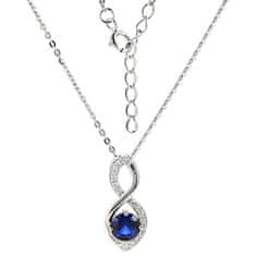 Brilio Silver Půvabný stříbrný náhrdelník se safírem SP08340B (řetízek, přívěsek)