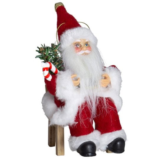 Dům Vánoc Ozdoba na stromeček Santa malý na židličce 18 cm
