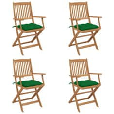 Vidaxl Skládací zahradní židle s poduškami 4 ks masivní akáciové dřevo