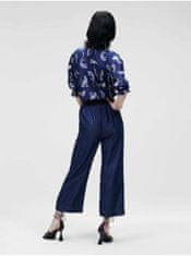 Karl Lagerfeld Tmavě modré dámské zkrácené široké kalhoty KARL LAGERFELD XS