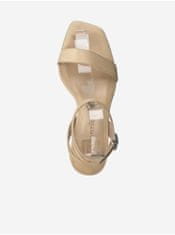Tamaris Béžové dámské kožené sandály na podpatku Tamaris 41