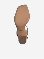 Tamaris Béžové dámské kožené sandály na podpatku Tamaris 41