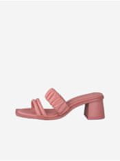 Tamaris Růžové kožené pantofle na podpatku Tamaris 40