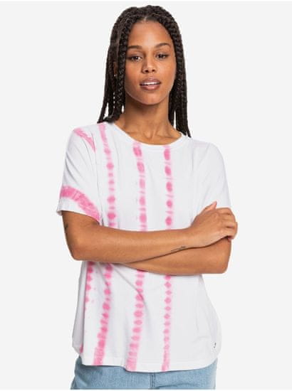 Roxy Růžovo-bílé dámské vzorované tričko Roxy Over The Rainbo