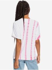 Roxy Růžovo-bílé dámské vzorované tričko Roxy Over The Rainbo S