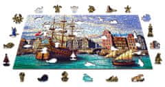 Wooden city Dřevěné puzzle Staré lodě v přístavu 2v1, 505 dílků EKO