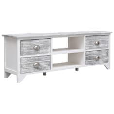 Greatstore TV stolek bílo-šedý 108 x 30 x 40 cm masivní dřevo pavlovnie