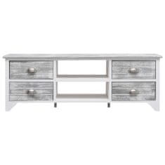 Greatstore TV stolek bílo-šedý 108 x 30 x 40 cm masivní dřevo pavlovnie