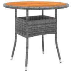 Vidaxl Zahradní stůl Ø 80 x 75 cm akáciové dřevo a polyratan šedý