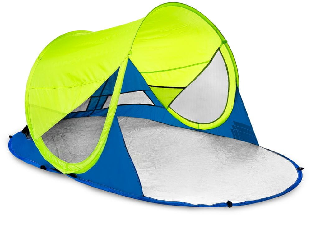 Levně Spokey STRATUS Samorozkládací outdoorový paravan, UV 40, 195x100x85 cm žlutá/modrá