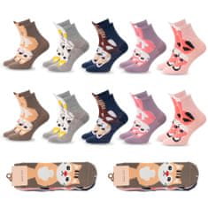Aleszale 10x Dámské bavlněné barevné ponožky pro kočky 35-38