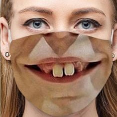 02N Zábavná maska na obličej 3D potisk - zuby