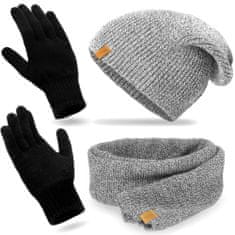 NANDY Pánská zimní souprava: čepice, šála, rukavice - světle šedá
