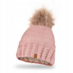 NANDY Dámská zimní souprava: čepice, šála- vyrobeno v Polsku - růžový