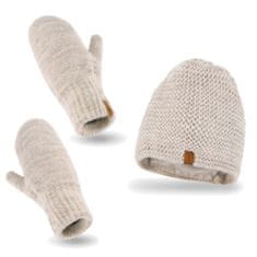 NANDY Sada rukavic + zimní čepice pro ženy - béžový