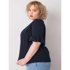 BASIC FEEL GOOD Dámská halenka bavlněná plus size YARELI námořnická modrá RV-BZ-6635.18X_364854 2XL