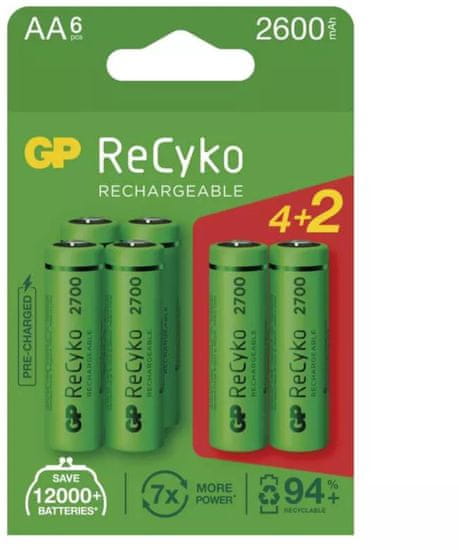GP nabíjecí baterie ReCyko 2700 AA (HR6), 4+2ks