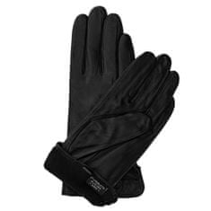 Aleszale Dámské kožené rukavice s XL knoflíky - černé