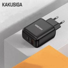 Kaku KSC-668 síťová nabíječka USB-C 30W, USB QC, černá