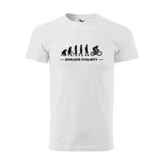 MOTOVIDLO Pánské tričko Evoluce - cyklista, XL, Bílá