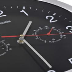 shumee Nástěnné hodiny strojek Quartz vlhkoměr a teploměr 30 cm černé