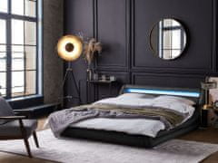 Beliani Černá kožená postel s LED světlem 180x200 cm AVIGNON