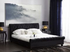 Beliani Černá čalouněná manželská postel Chesterfield 180x200 cm AVALLON