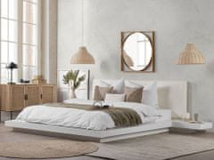 Beliani Dřevěná japonská postel matová bílá 180x200 cm ZEN