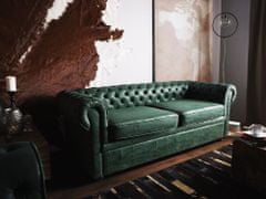 Beliani Čalouněná pohovka v zelené barvě imitace kůže CHESTERFIELD