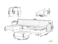 Beliani Rozkládací sedací souprava tvaru U s taburetem béžový samet ABERDEEN