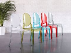 Beliani Sada 4 jidelních průhledných plastových židlí v modré barvě MERTON