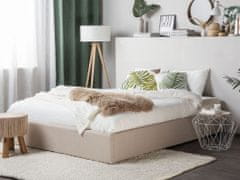 Beliani Čalouněná béžová postel s úložným prostorem 140x200 cm DINAN