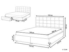 Beliani Čalouněná postel 140 x 200 cm s úložným prostorem tmavě šedá LA ROCHELLE