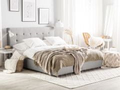 Beliani Čalouněná postel 140 x 200 cm s úložným prostorem světle šedá LA ROCHELLE