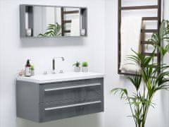 Beliani Šedý nástěnný nábytek do koupelny se zásuvkou a zrcadlem ALMERIA