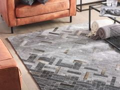 Beliani Kožený koberec 140 x 200 cm šedý DARA