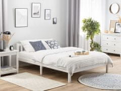 Beliani Dřevěná postel 180 x 200 cm bílá FLORAC