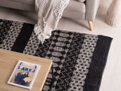 Beliani Kožený koberec 140 x 200 cm černý/béžový SOKUN