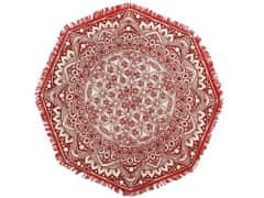 Beliani Koberec osmiúhelníkový ø 120 cm orientální styl, barva červená a krémová MEZITILI