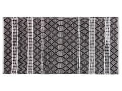 Beliani Kožený koberec 80 x 150 cm černý s béžovým FEHIMLI