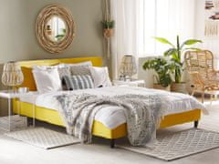 Beliani Čalouněná postel sametově žlutá 180 x 200 cm FITOU
