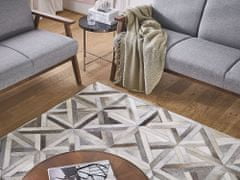 Beliani Kožený patchworkový koberec 140 x 200 cm hnědý a béžový TAYTAN